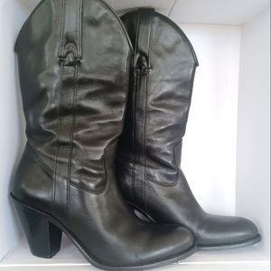 Jessica Simpson Black Leather Cowboy Boots Size 37/6.5